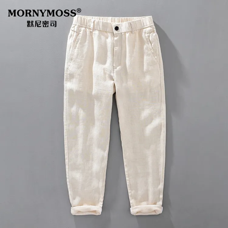 休闲裤男士纯亚麻中国风宽松大码纯色裤棉麻料男裤春夏麻布男装