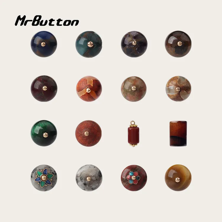 MR BUTTON 6颗天然虎眼玉石珠子diy国风手链挂件新中式旗袍辅料珠