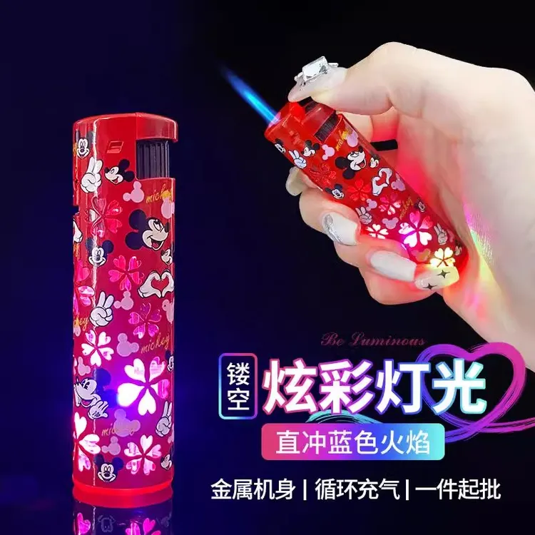 网红卡通带灯防风打火机高颜值创意个性潮流男友礼物充气直冲火机