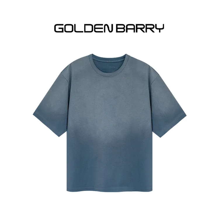 GOLDENBARRY|201904男款休闲感水洗渐变印花T恤