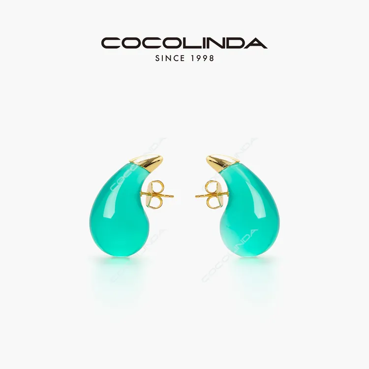 COCOLINDA 不锈钢树脂耳饰  | 绿水滴耳环ERHUAN-41