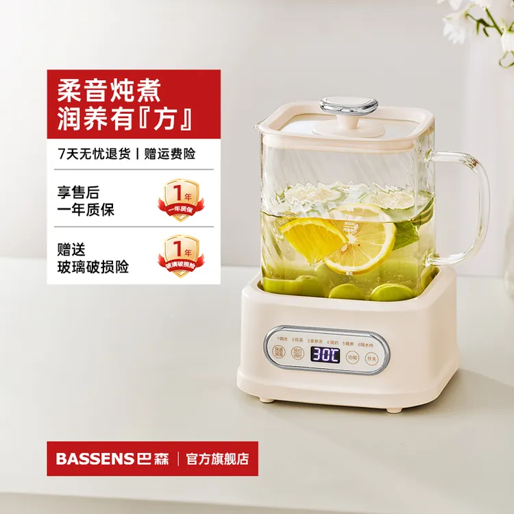 Bassens巴森小方炖养生壶煮茶器家用烧水多功能办公室花茶壶D1