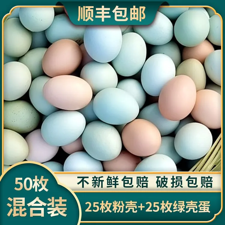 混装 正宗散养土鸡蛋【精品大个乌鸡蛋25枚+25枚粉】50枚 4.5~5斤