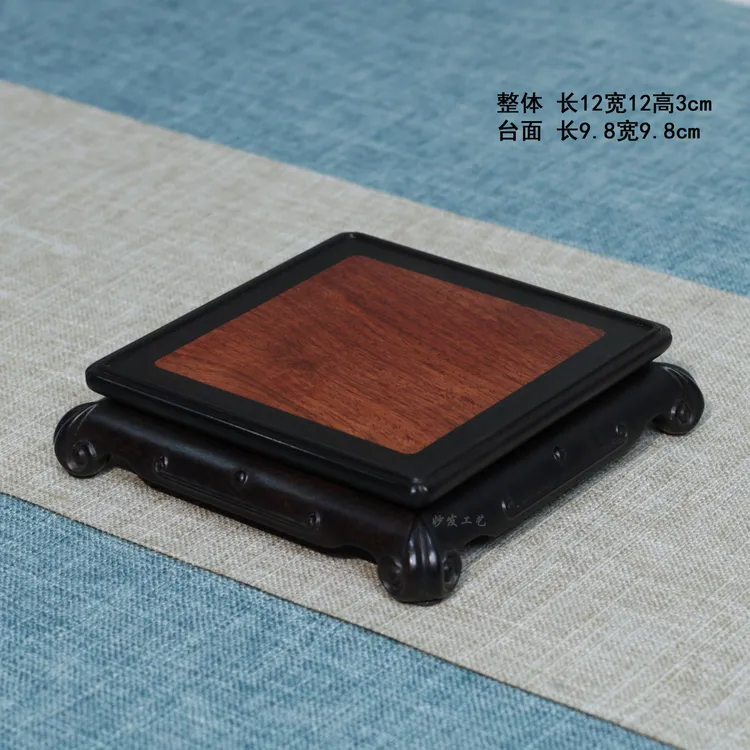 【高品质】紫光檀东非黑黄檀镶缅甸花梨正方底座精工打磨5000目