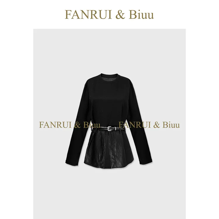 FANRUI/泛芮「贝贝biuu」独特拼接小众设计感复古时髦卫衣女B17978