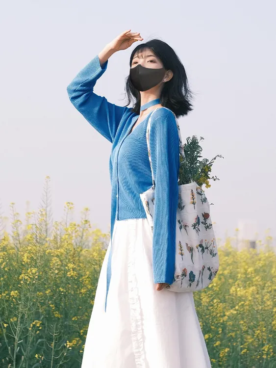 开春韩系风格穿搭一整套休闲蓝色针织衫两件套装裙女春装2025新款