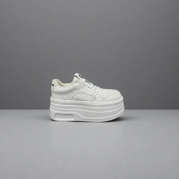 大白Ⅱ.8公分冬季加绒保暖时尚显高百搭女神休闲厚底小白鞋9018-3