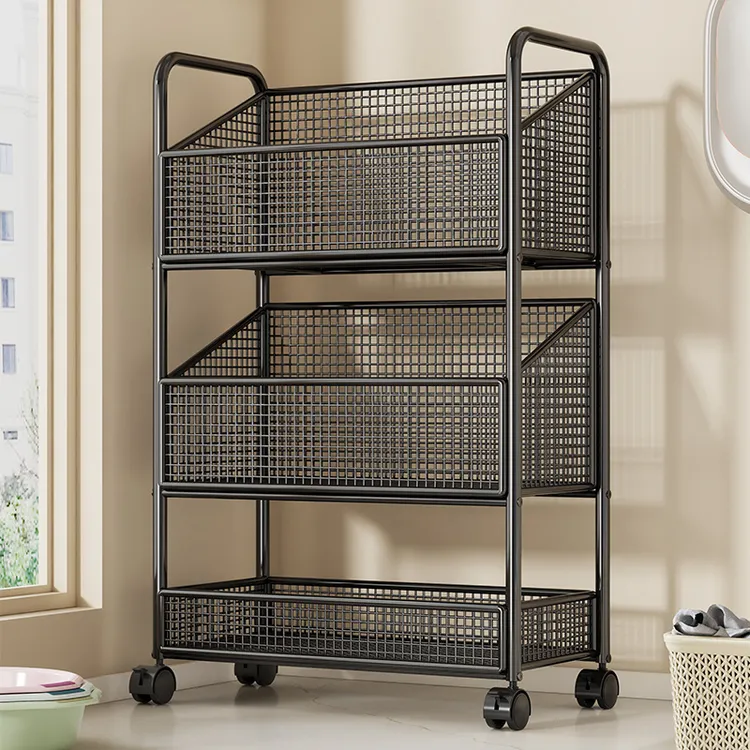 卫生间置物架阳台洗衣机旁可移动小推车浴室家用多层脏衣篓收纳架
