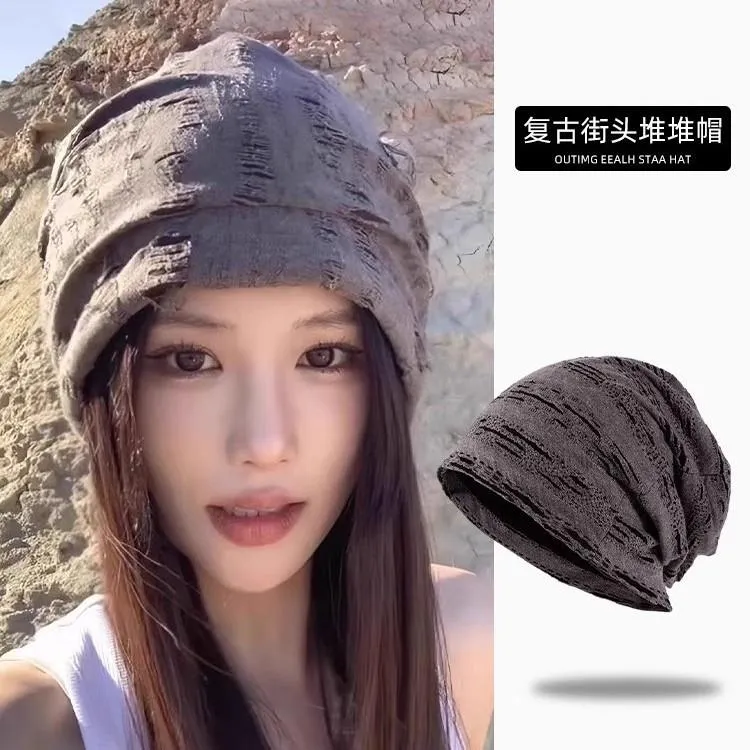 帽子女复古时尚薄款小众堆堆帽大头围包头帽川西户外旅游拍照冷帽