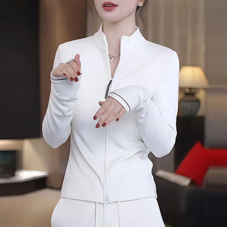 气质立领拉链短外套女2026秋冬季新款修身显瘦百搭高级感长袖上衣