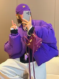 张小萱-2025韩版冬新款双面传撞色设计小众款大克重减龄宽羽绒服