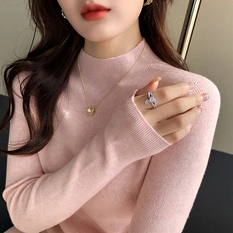 半高领打底衫女内搭秋冬新款洋气百搭修身毛衣软糯针织长袖上衣女