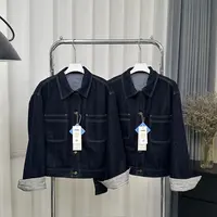 「环保面料 防掉色」袖口格子撞色牛仔外套女 韩版休闲百搭上衣Z809