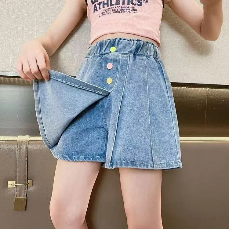 牛仔中腰短裤牛仔裤A字百搭夏季女韩版女童高腰时尚