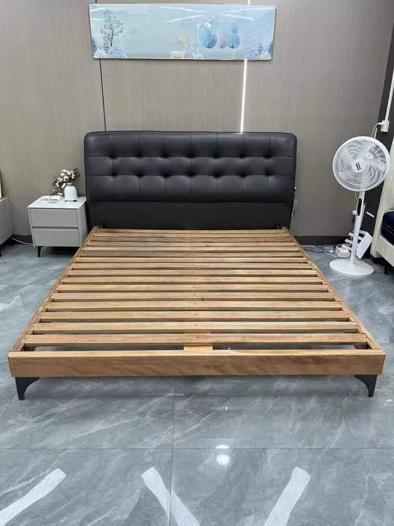 头层牛皮床意式极简华夫格同款时尚主卧1.8米1.5米皮床婚床