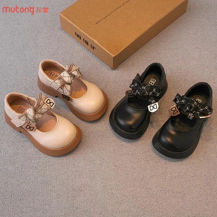 ABC女童皮鞋黑色2025新款春季中大童学生儿童单鞋女孩学生公主鞋