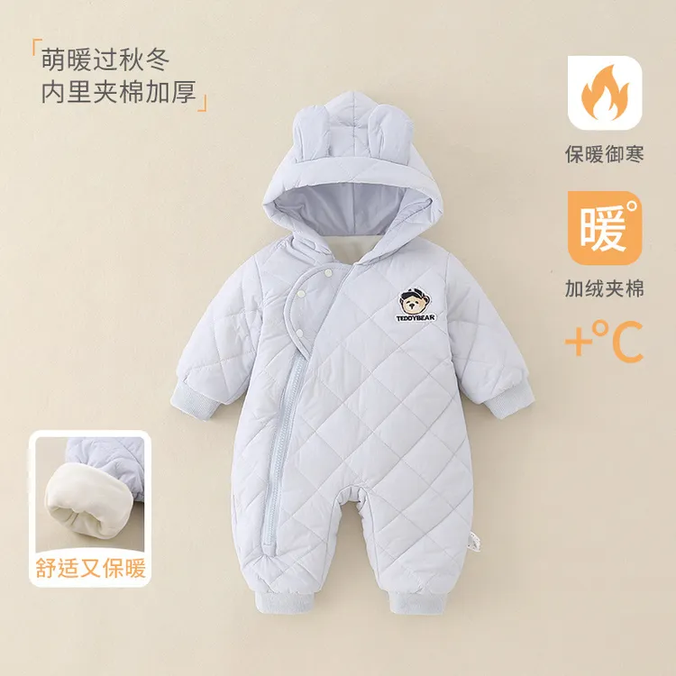 儿童秋冬季2025新款类宝宝可爱夹棉加厚连体衣卡通薄棉外穿爬服