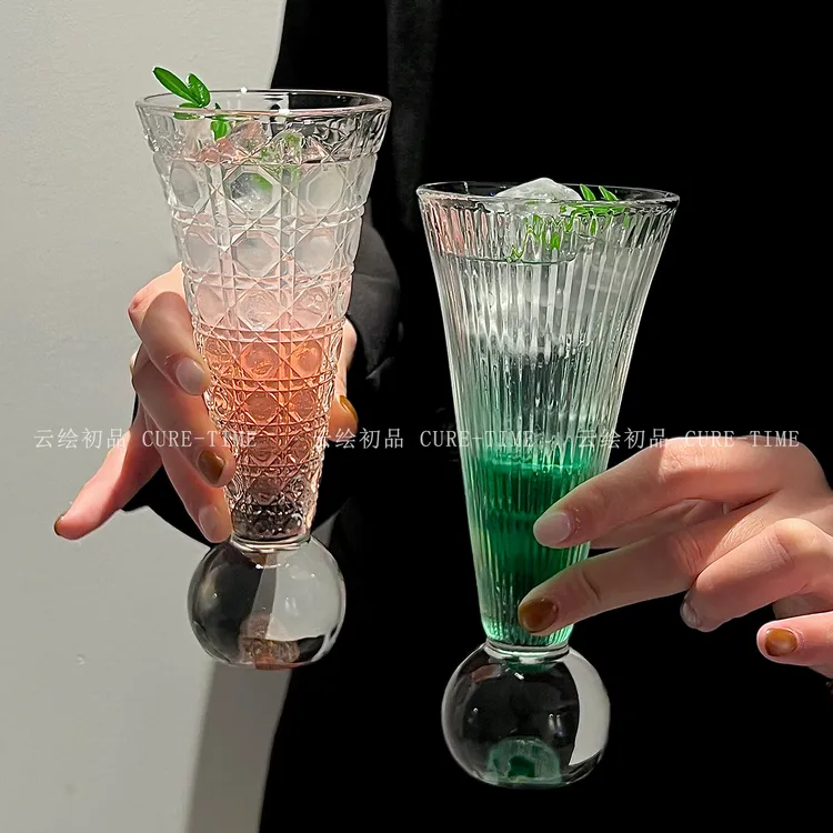 小众创意圆球底玻璃杯子高颜值香槟杯鸡尾酒杯咖啡饮料杯调酒杯