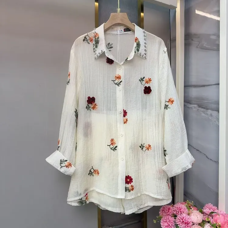 胖妹妹洋气法式立体碎花上衣短裤两件套套装夏季2025防晒甜美百搭