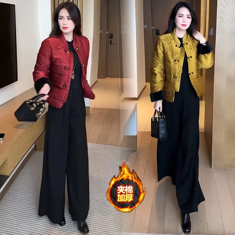 今年冬季新款时尚新中式夹棉加厚保暖短款外套女高级感休闲上衣潮