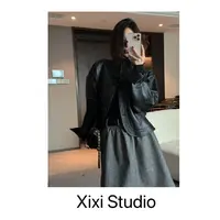 【西西】秋冬短款宽松立领腰线御姐风皮衣外套