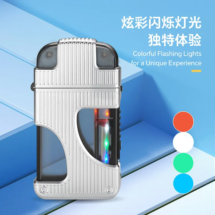 便携烟盒粗支带点火器打火机带跑马灯6010