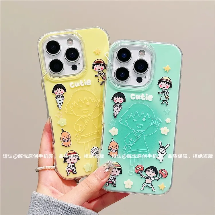 线条小丸子新款适用于苹果16pro手机壳华为p70荣耀oppo小米15vivo