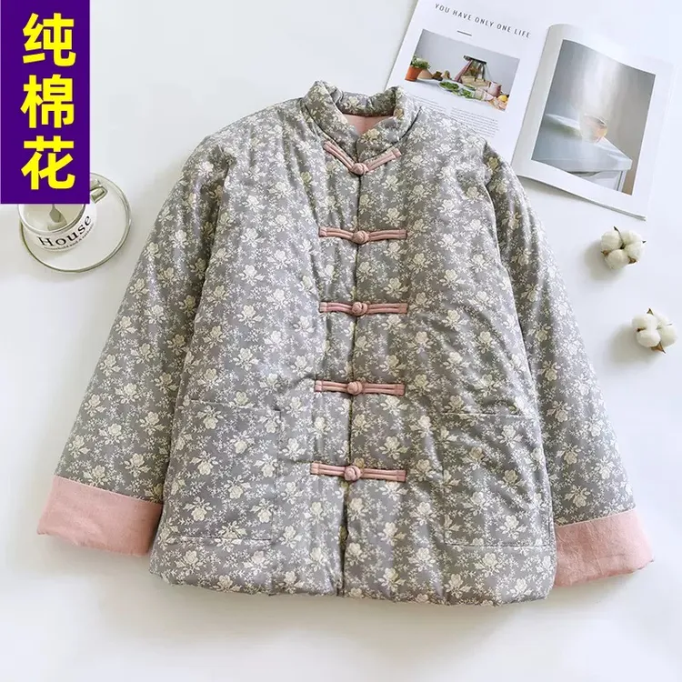 纯棉花棉衣女士冬装 妈妈加厚保暖短款棉袄 外穿棉服