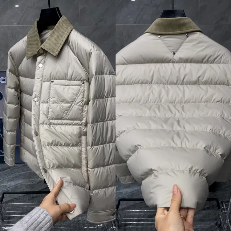 冬季新款男士轻奢时尚潮流百搭高端白鹅绒翻领羽绒服外套 2318