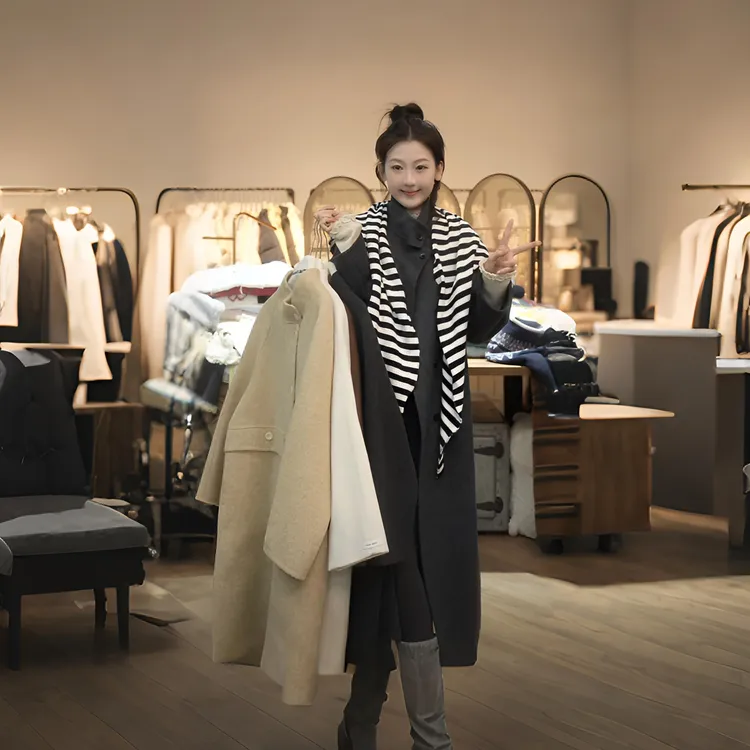 【闵笑一】北岛雪山 老钱风双面呢大衣女中长款显瘦宽松羊毛外套