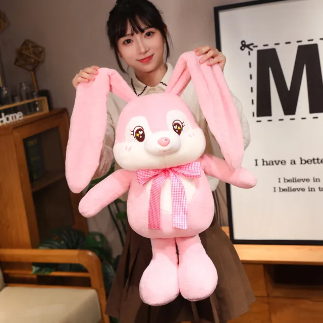 可以拉耳朵的兔子公仔玩偶毛绒玩具女生床上抱枕娃娃儿童生日礼物