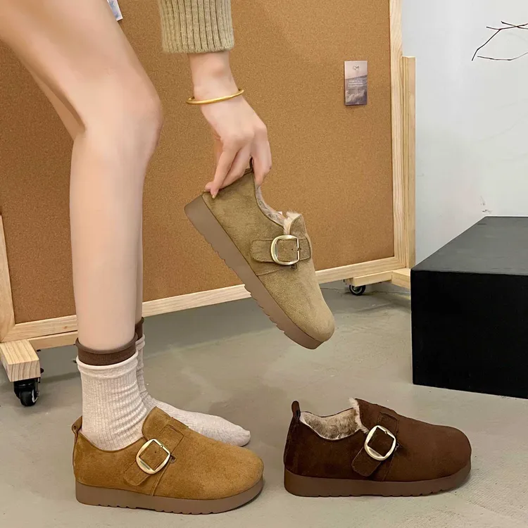 懒人鞋保暖防滑冬季时尚休闲鞋休闲加厚平底雪地靴3379