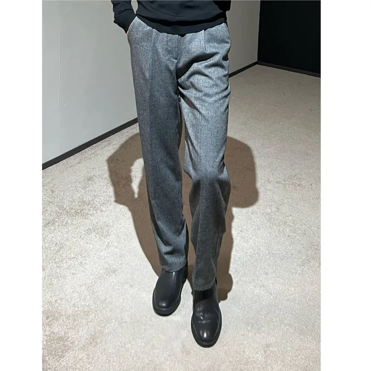 【老钱优雅】冬 B*C厚款人字纹肌理羊毛混纺保暖质感休闲长裤西裤男