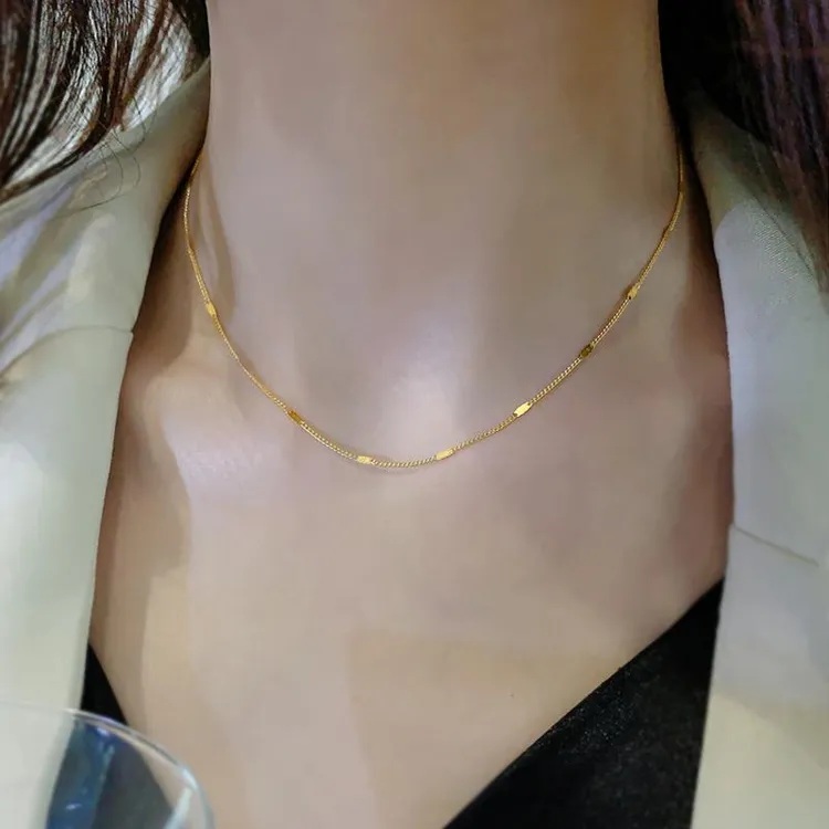 钛钢项链 钛钢锁骨链女感素链颈链夏季百搭项链商品图