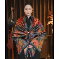 1-686【枫林晚霞】  丽景缎85x180左右长巾