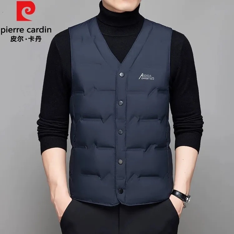 皮尔卡丹秋冬新款羽绒马甲男士内穿坎肩中老年男士轻薄背心马夹