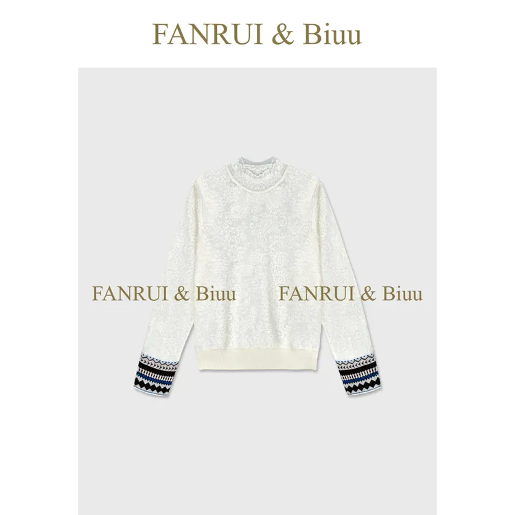 FANRUI/泛芮 「素雪缠枝」羊毛混织软糯舒适百搭显瘦针织毛衣B19034