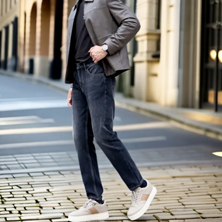 利郎【威化太阳· 磨毛】冬季男士休闲时尚亲肤高弹加厚保暖牛仔裤