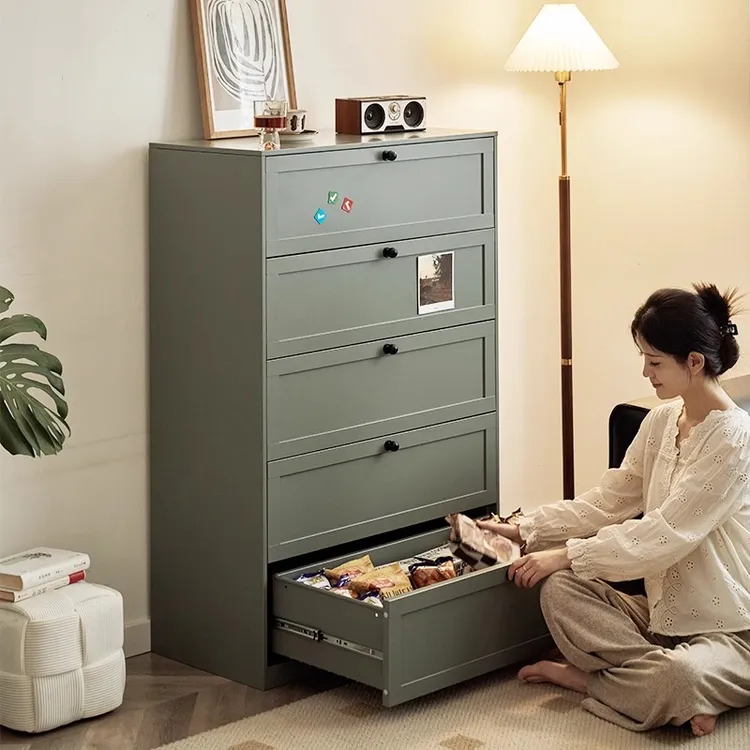 万倍乐北欧风斗柜简约现代艺术图案清新风金属多功能金属衣柜