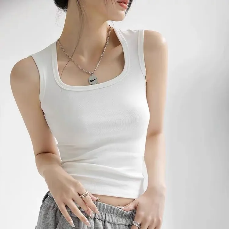 黑色方领工字吊带背心女西装内搭夏季外穿遮副乳修身显瘦无袖上衣