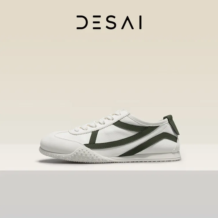 【德赛】女鞋高端百搭舒适复古透气软底休闲低帮时尚板鞋欧若风