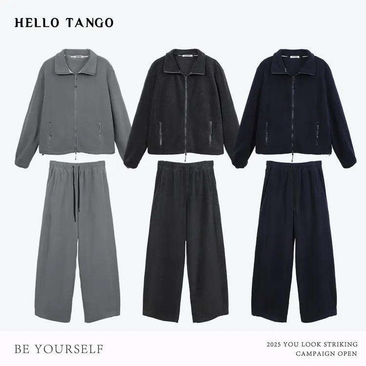 HELLOTANGO《自由回溯》秋冬慵懒摇粒绒加厚保暖休闲套装851129/30#