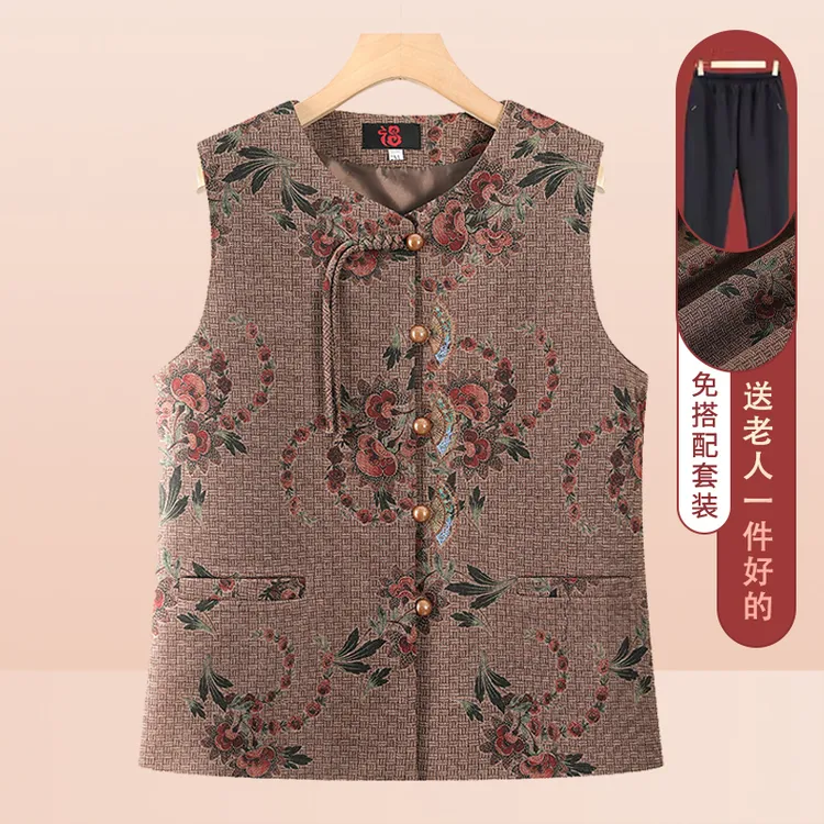 中老年人秋装马甲女奶奶外穿背心老人太太薄款上衣妈妈秋冬季外套