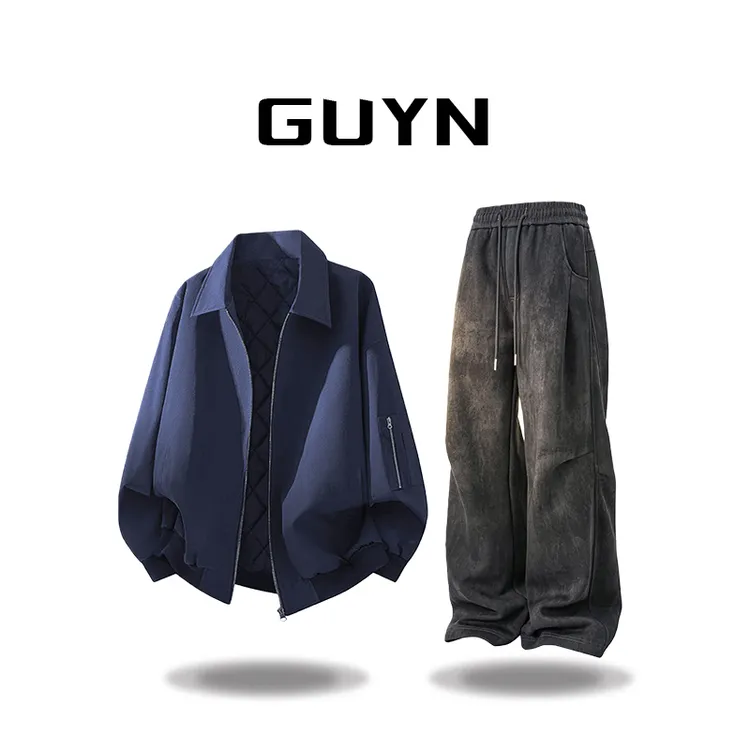 【品牌现货】GUYN纯色轻奢男装棉服冬季新款韩版简约百搭通勤外套男