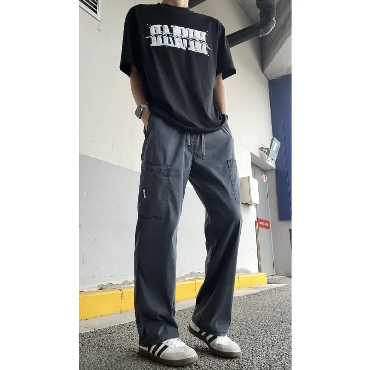 rdch美式复古百搭大口袋垂感休闲直筒裤裤子垂感健身休闲裤工装裤