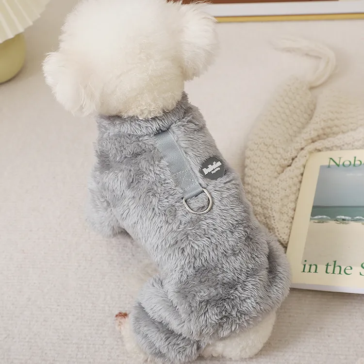 小狗的衣服冬装四脚绒衣雪纳瑞西施犬蝴蝶犬秋冬天带拉环遛狗衣厚