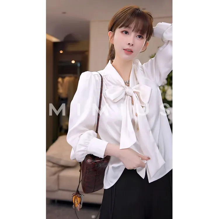 【mimius】P 经典优雅赫本风系带正肩衬衫 G09182