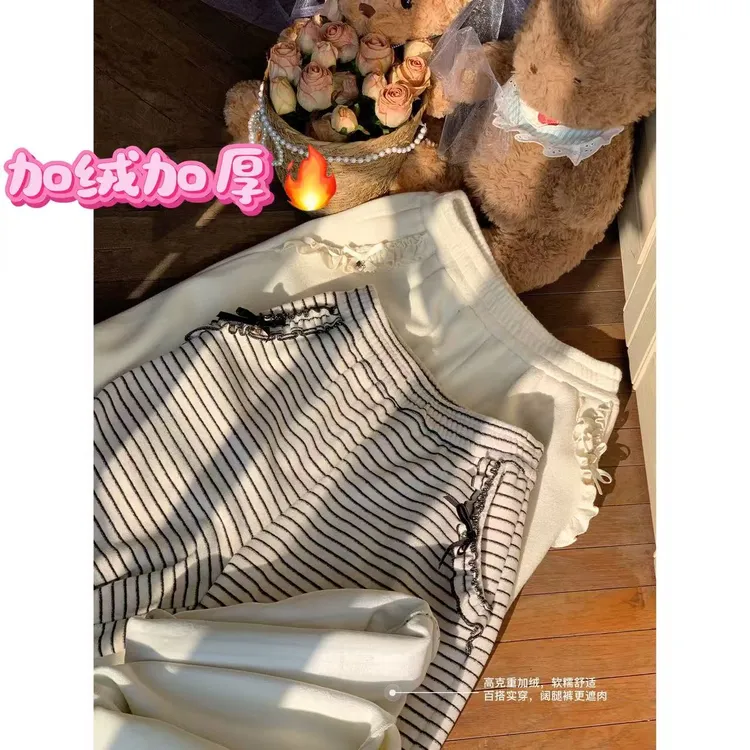 【小巧定制】XQ2797冬季新款韩系休闲显瘦百搭加绒加厚裤子大码女装