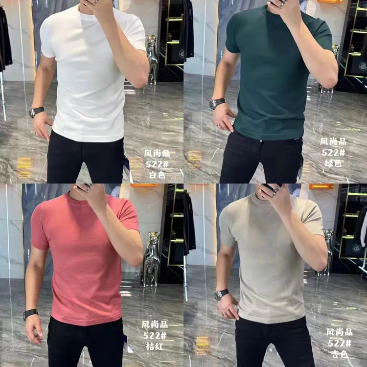 秋冬季男士休闲百搭圆领纯色针织打底衫纯色毛衣短袖522