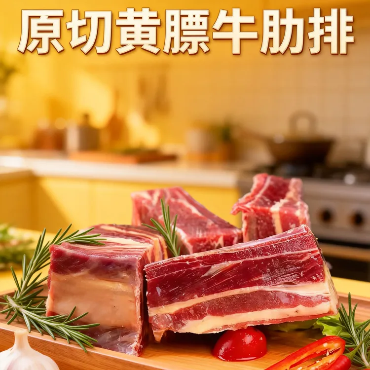 原切牛排内蒙古黄膘牛排锡林郭勒大草原原切牛肋排新鲜炖煮